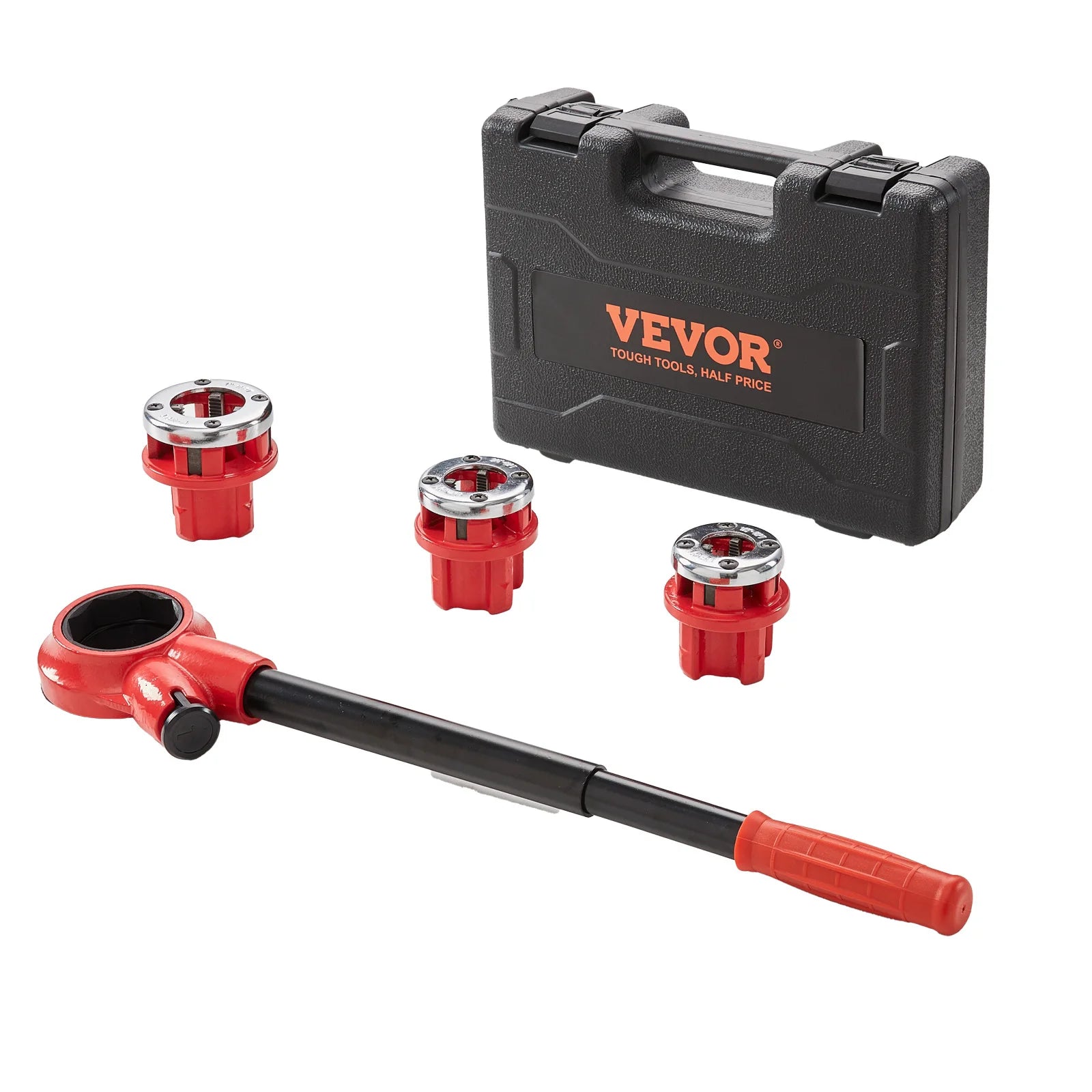 Manual Ratcheting Pipe Threader Kit with 3 NPT Sizes 1/2-1 Inch