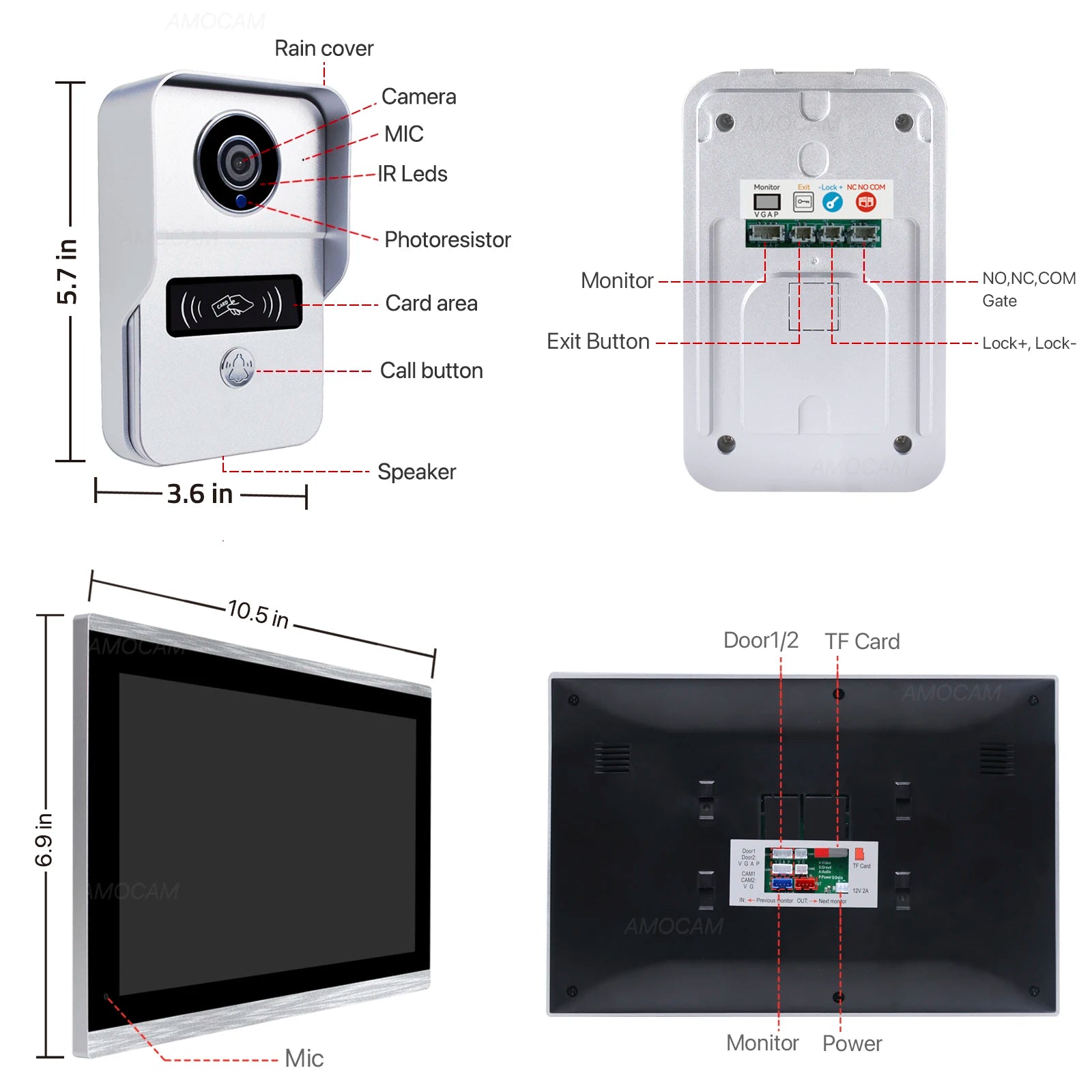 1080P 10 Inch 7" Touch Screen Wifi Video Doorbell, Smart TUYA Home Video Intercom 32G Card Rceord Kit Motion Detection ID Unlcok Spy-shop.com