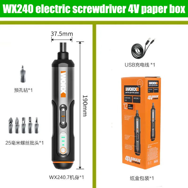 WORX 4V Electric Screwdrivers Set Automatic All-in-one Wireless Precision Screwdriver Household Hand Power Tools WX240 WX242 
