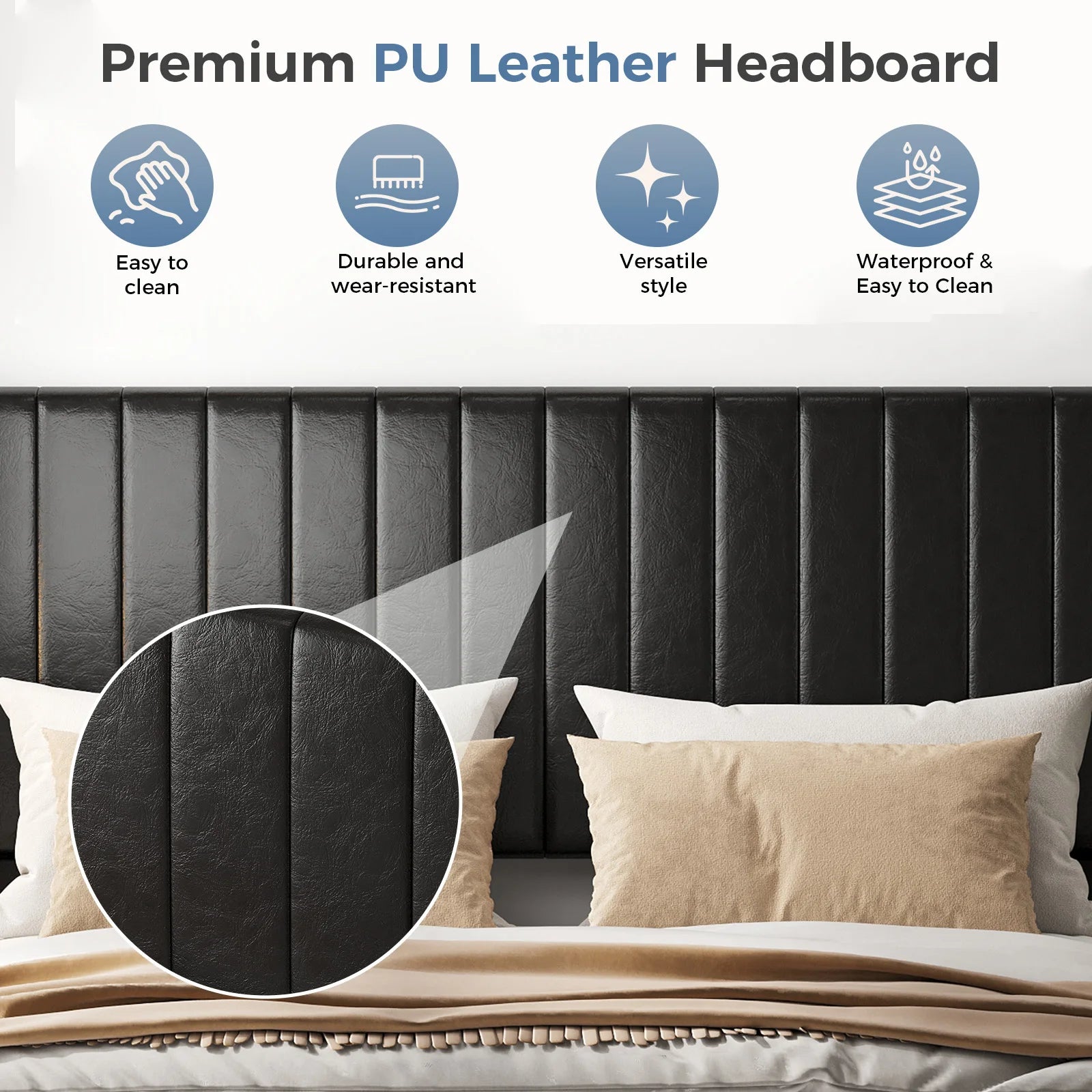 Upholstered Platform Bed Frame with Wingback Headboard and Storage