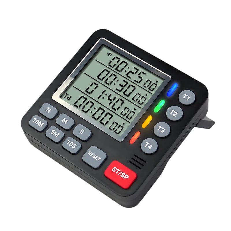 4-Channel Digital Kitchen Timer with Mute Light Alert