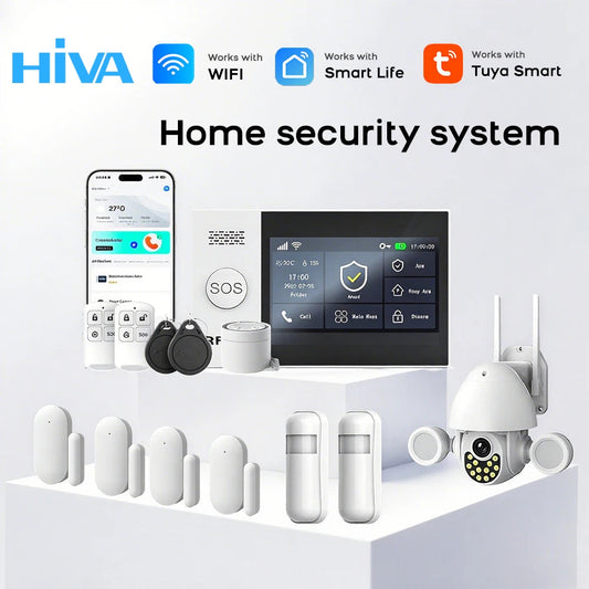 Tuya Smart Life APP Compatible Wireless GSM Alarm System WiFi Burglar Detection Real-Time Alerts for Home Garage Office Shop 
