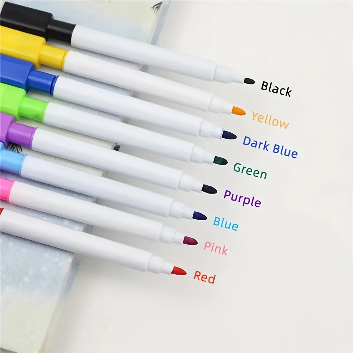 8pcs/Set Bullet Tip 11.3*1cm Small Size No Magntic Whiteboard Dry Erase Markers, 8 Color *1pcs Magnet Pen 