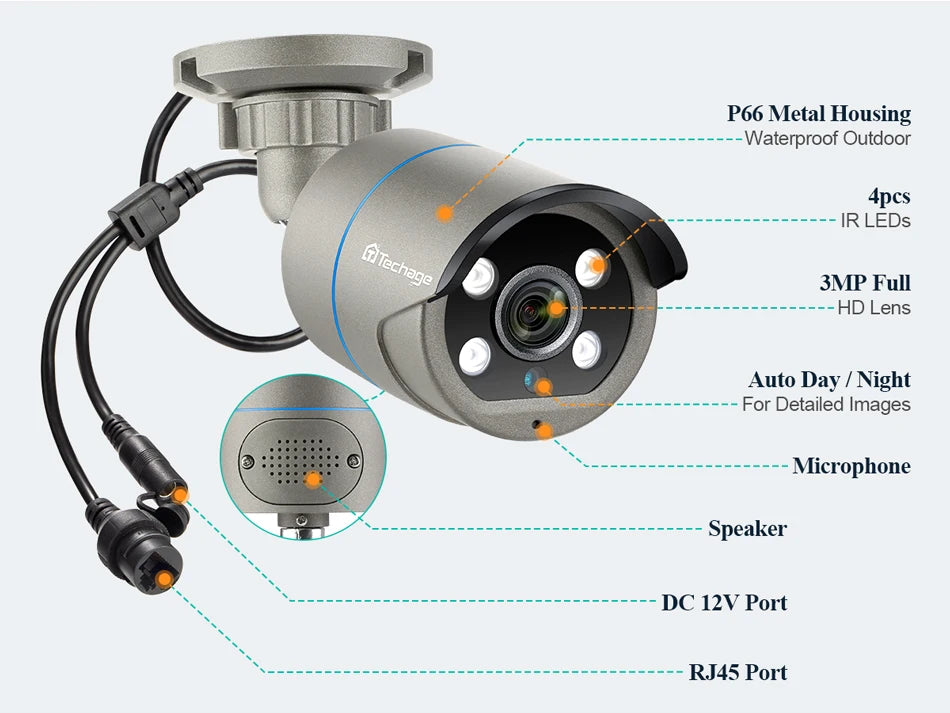 4MP 5MP 8MP PoE IP Security Camera with Two-Way Audio and AI Motion Detection