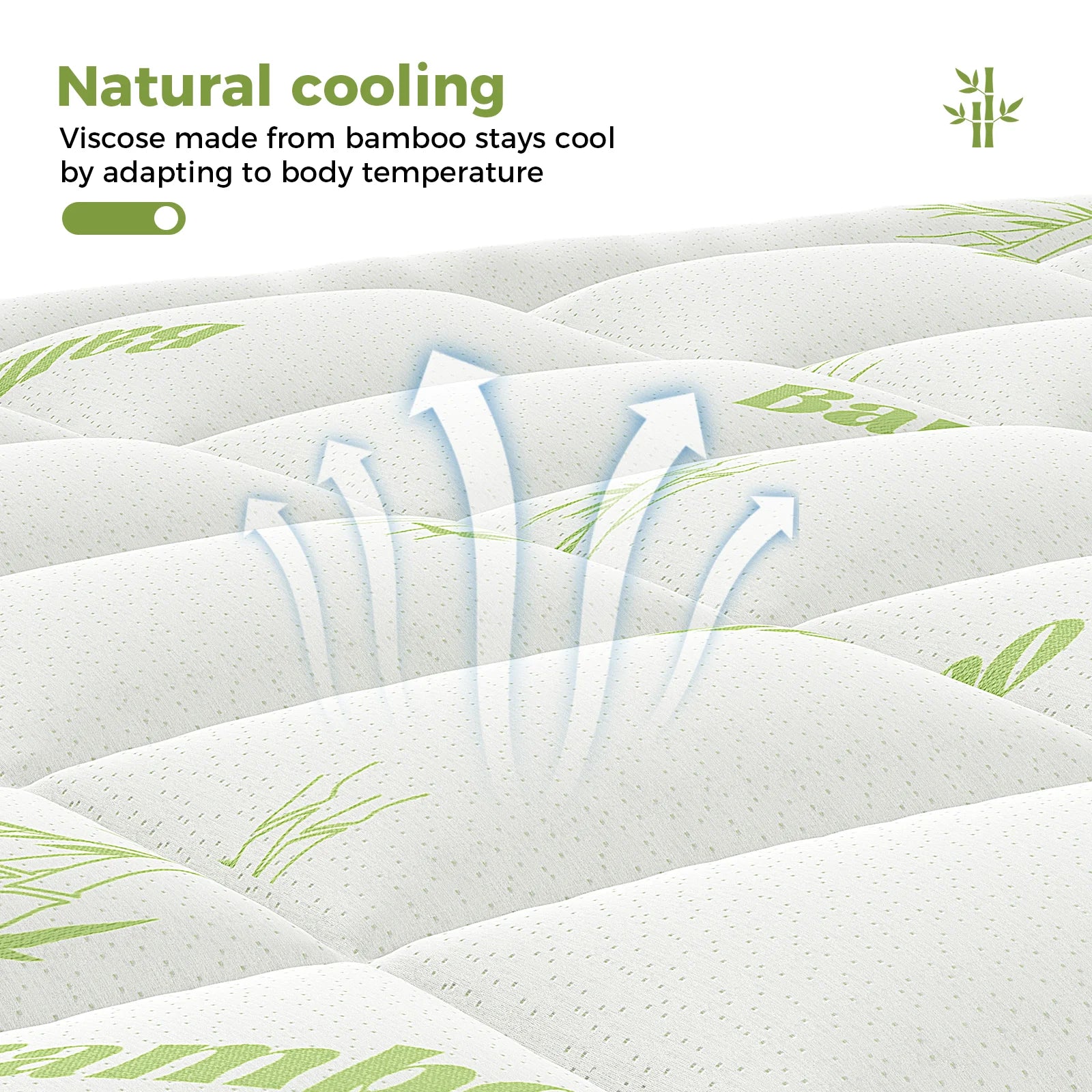 Bamboo Fiber Cooling Mattress Topper with Deep Pockets 400g