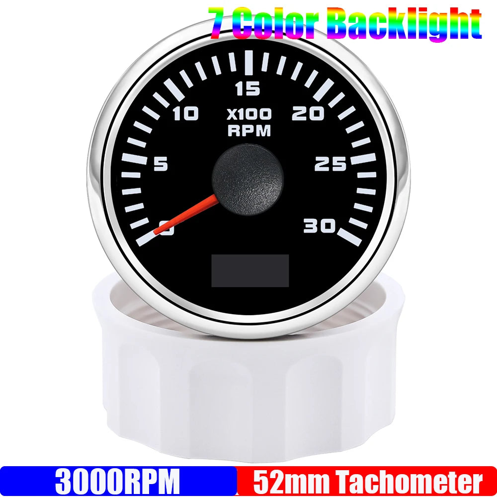 52 mm Tachometer Gauge with 7-Colour Backlight for Car and Boat