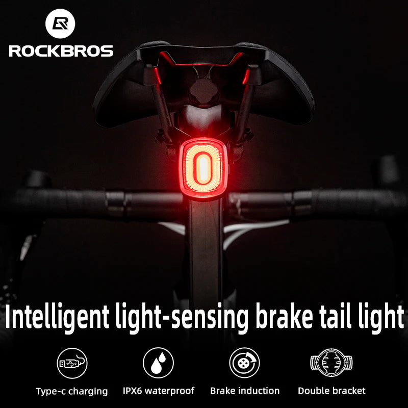 Smart Bicycle Brake Light with Auto Stop & USB-C Rechargeable