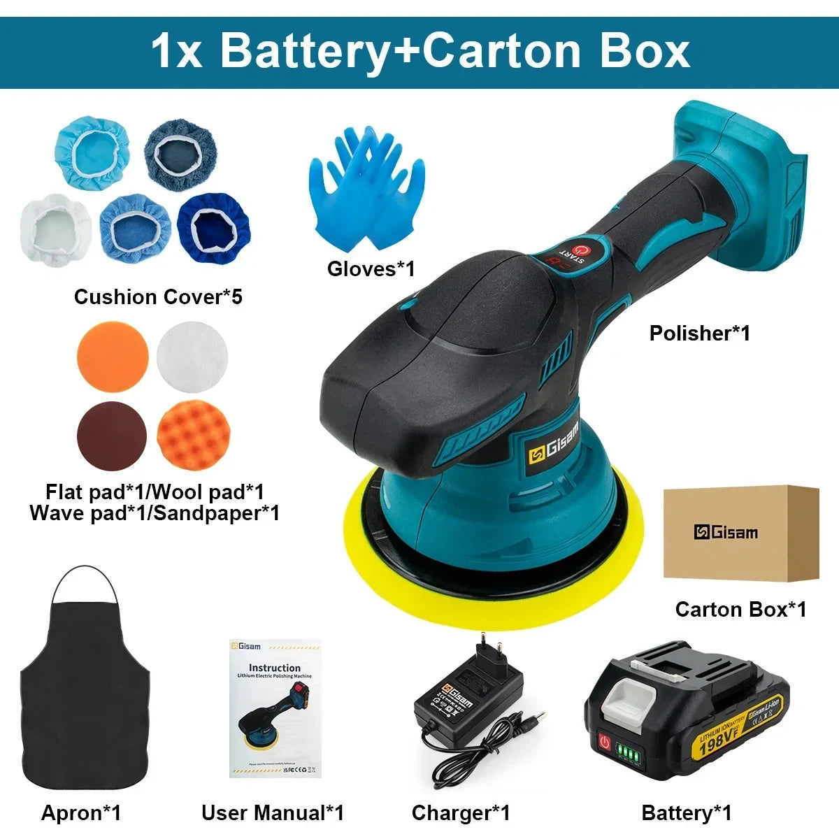 Gisam Cordless Car Polisher for Makita 18V Batteries