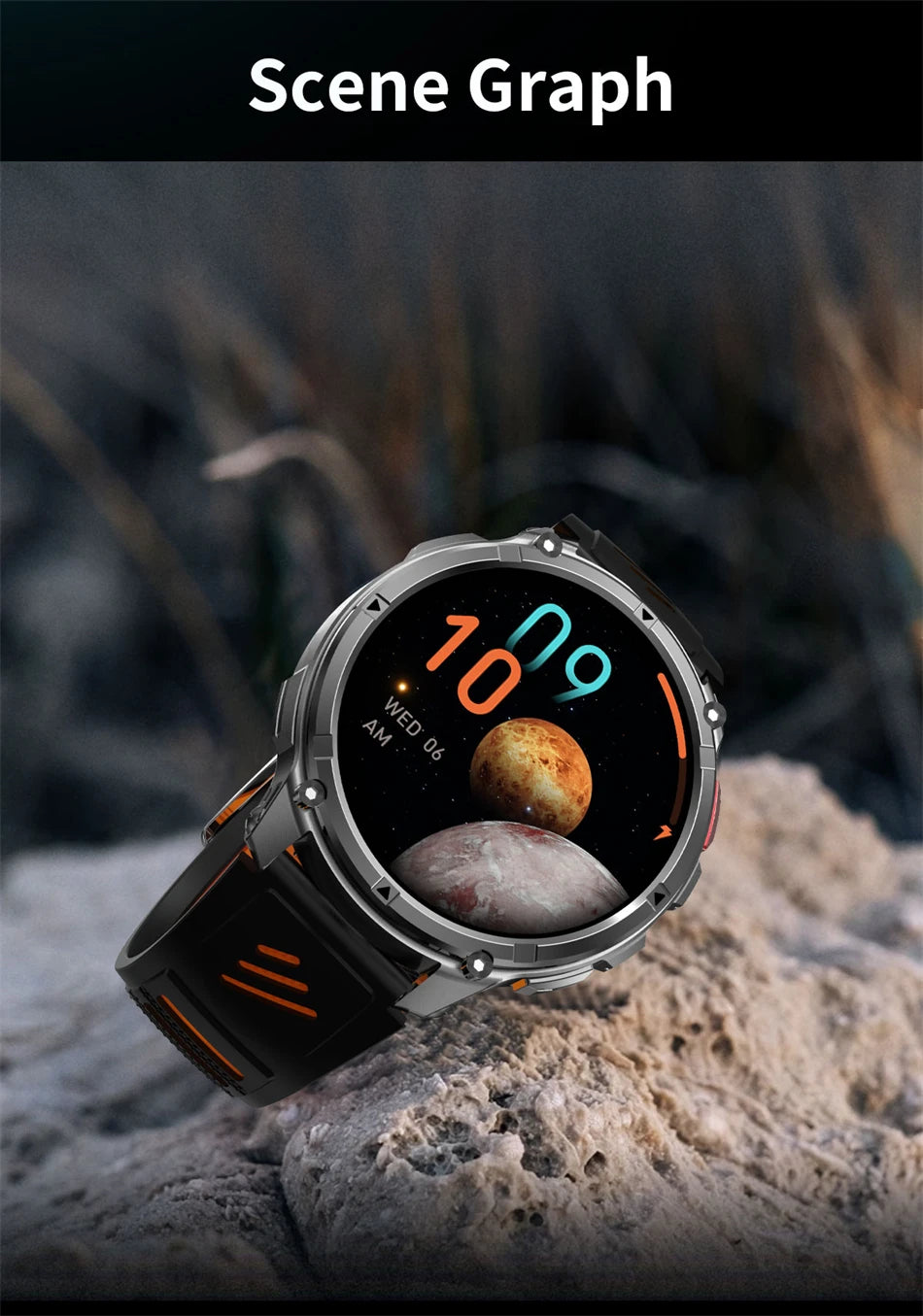 Smartwatch con chiamata Bluetooth all'aperto con bussola e GPS collegato al telefono