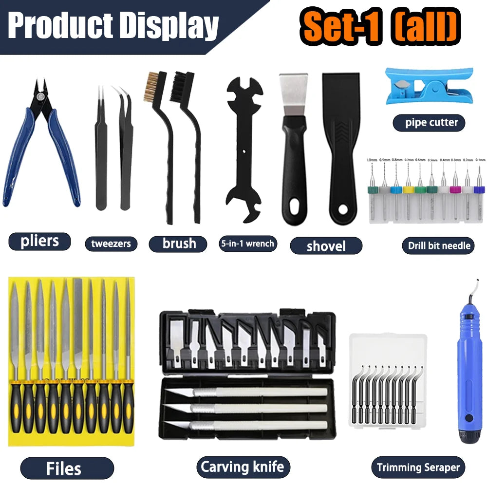 3D Printer Tools Kit, 53pcs 3D Printer Accessories for All FDM/SLA Printers Includes Nozzle Cleaning Tools, Removal Scrapers,