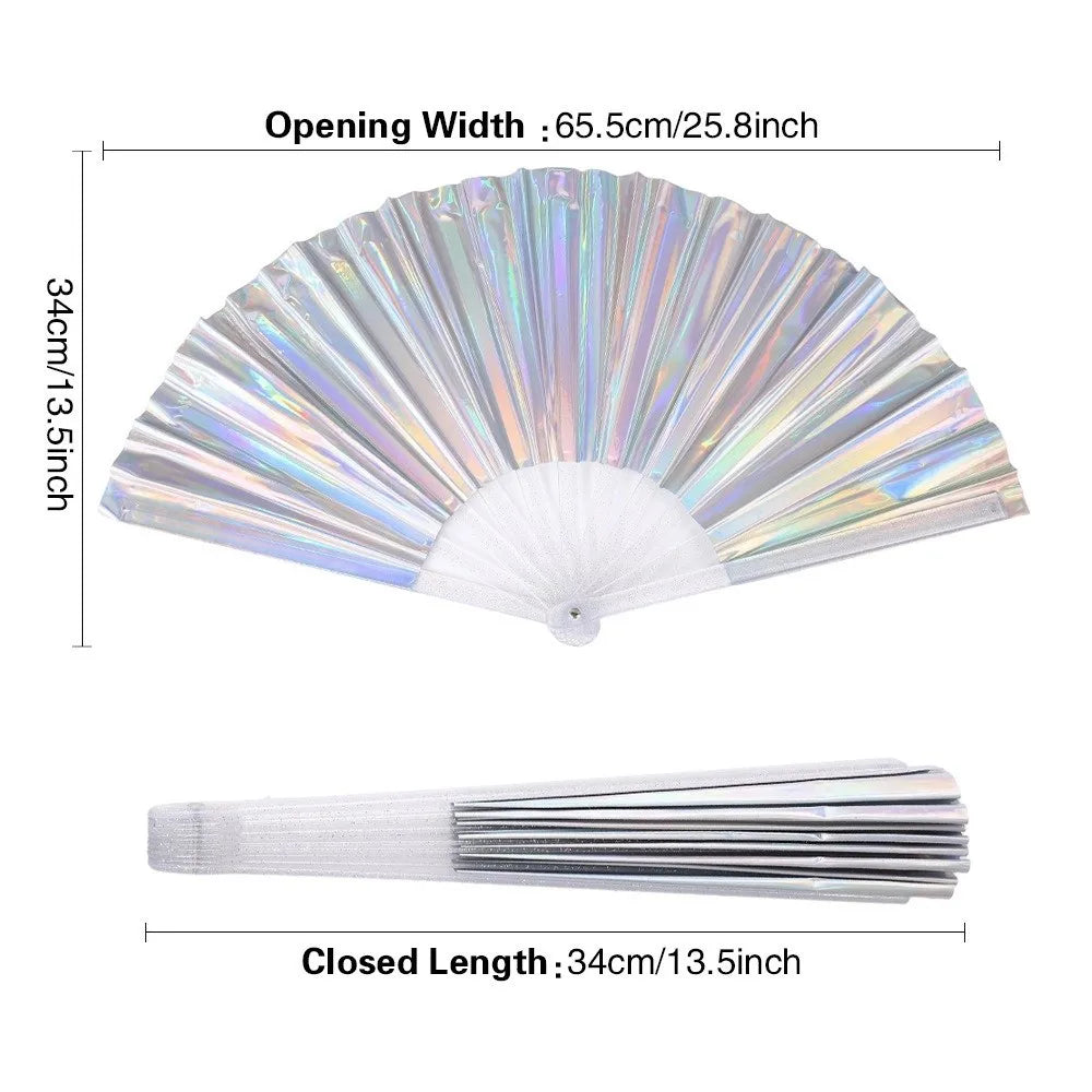 Large Folding Hand Fan, Colour and Iridescent Options