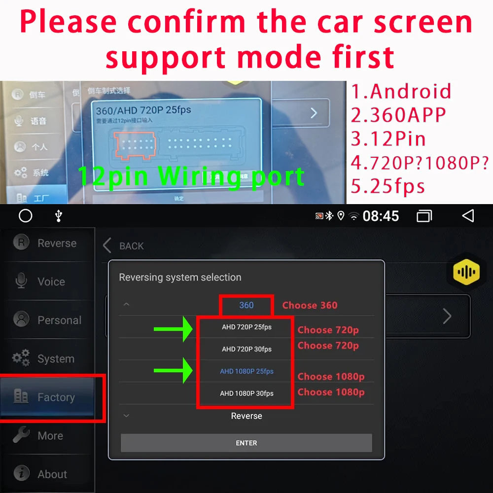 Car 360° panoramic system camera for Android multimedia screen, Android multimedia system with 360APP function 