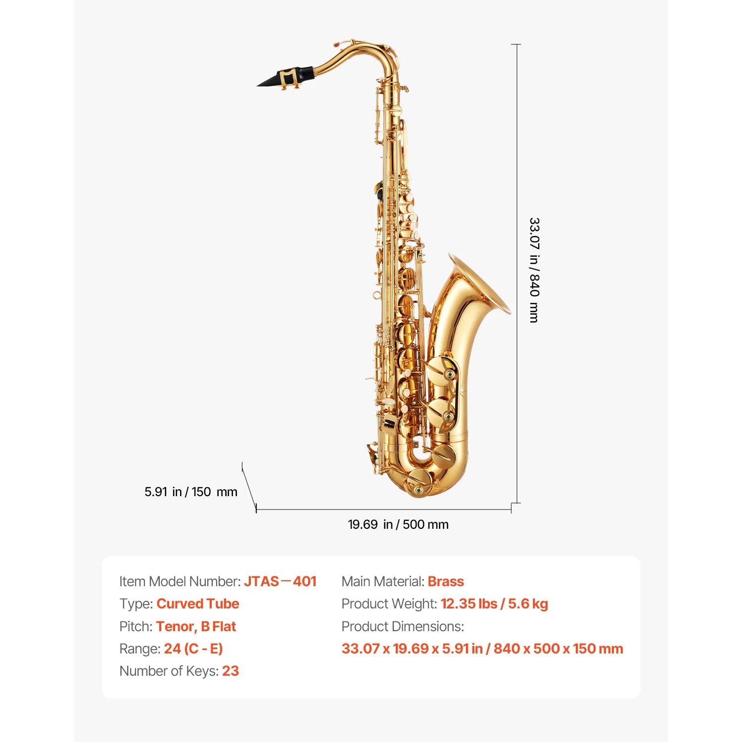 Beginner Alto or Tenor Saxophone Kit with Case & Accessories