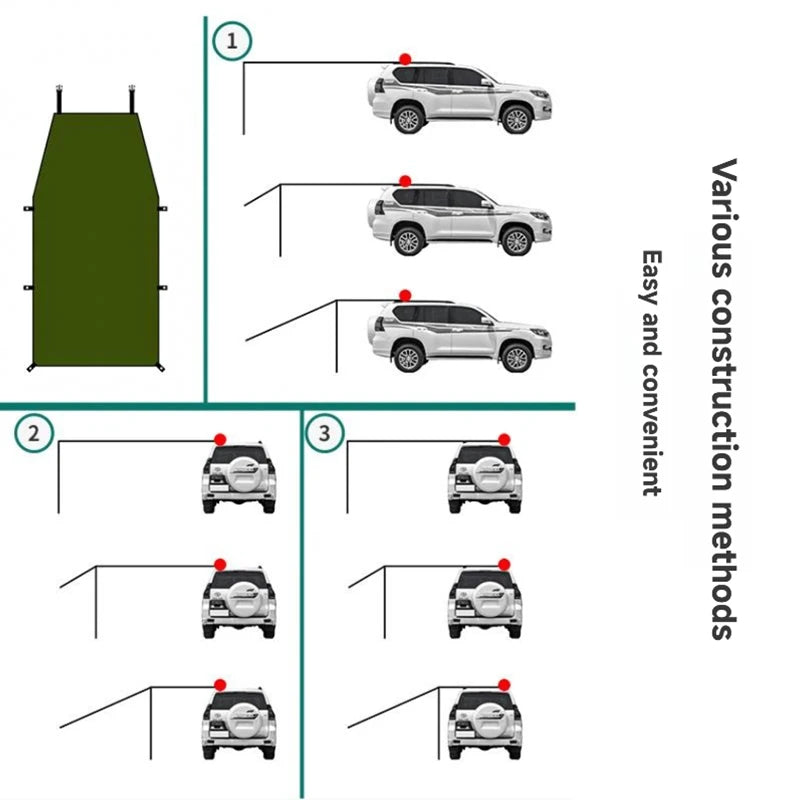 Portable Car Awning Tarp for Camping and Outdoor Shade