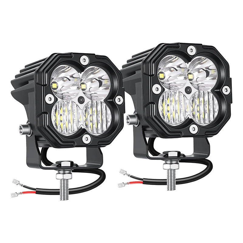 3 inch 30W Amber Yellow White Cube LED Pod Light Spot Flood Combo Beam Work Lights,Off-Road Driving Lamp for ATV, SUV,Motorcycle