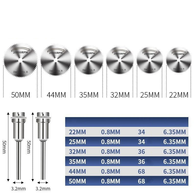 Mini HSS Metal Cutter Circular Saw Disc Wheel Blade Woodworking Durable Precision Cut Mandrel Mini Rotary Tool Accssory Set