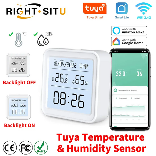 Tuya WIFI Smart Temperature Humidity Sensor Hygrometer Thermometer Backlight Smart Life Support Alexa Google Assistant Spy-shop.com