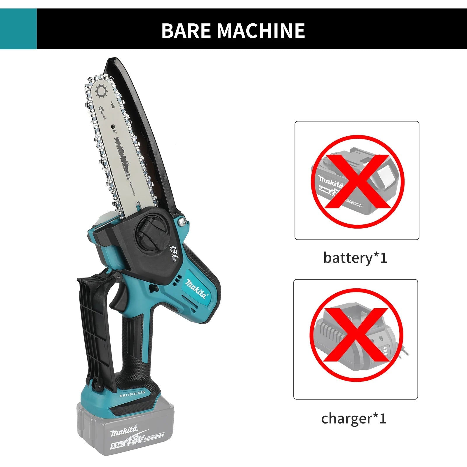Makita 18V Cordless Chainsaw for Woodworking with Small Handheld Electric 6-inch Logging Sawzall Mini Portable Chainsaw 