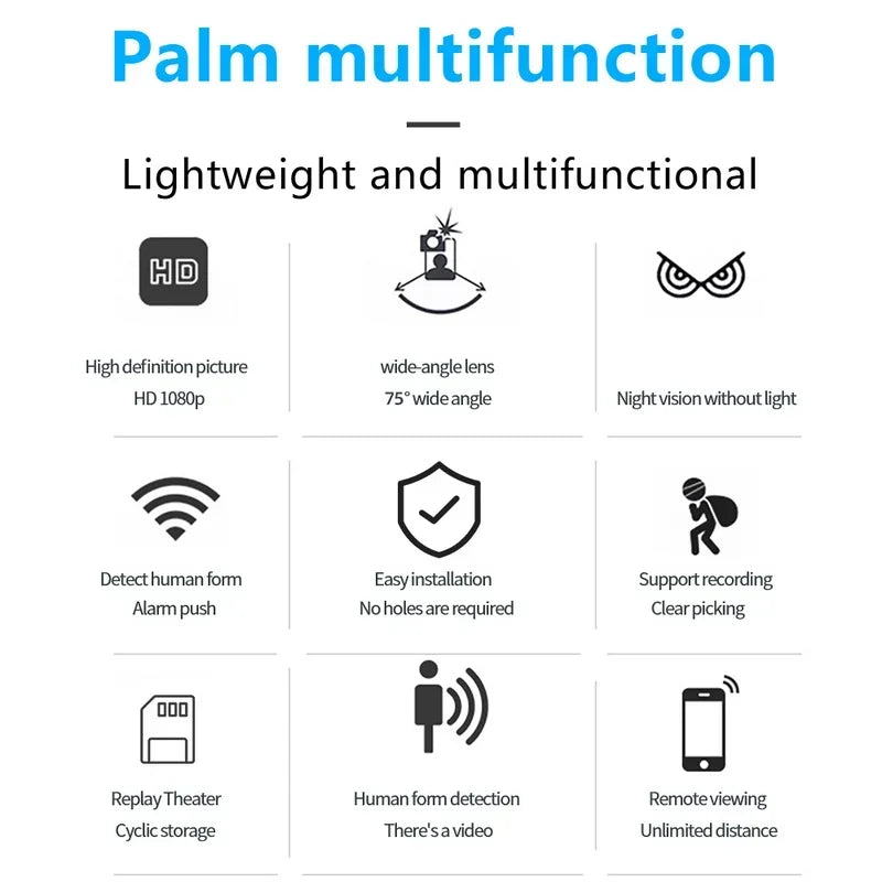 1080P High Definition Wireless WiFi Mini Camera Indoor Night Vision Motion Detection Remote Monitoring Thin Security Camera