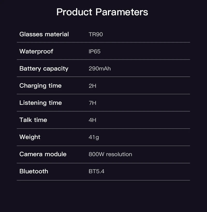 Smart AI Glasses 1080P Camera Bluetooth Calls Translation