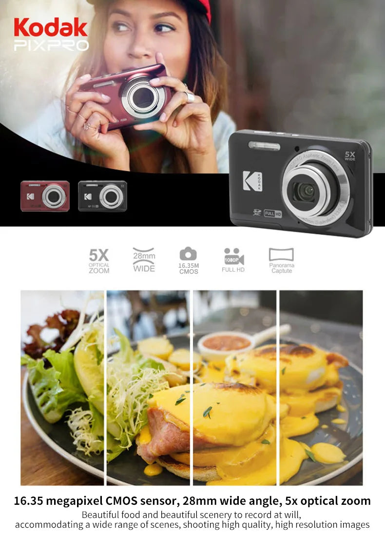 16MP Compact Digital Camera with 5X Optical Zoom and 1080P Video