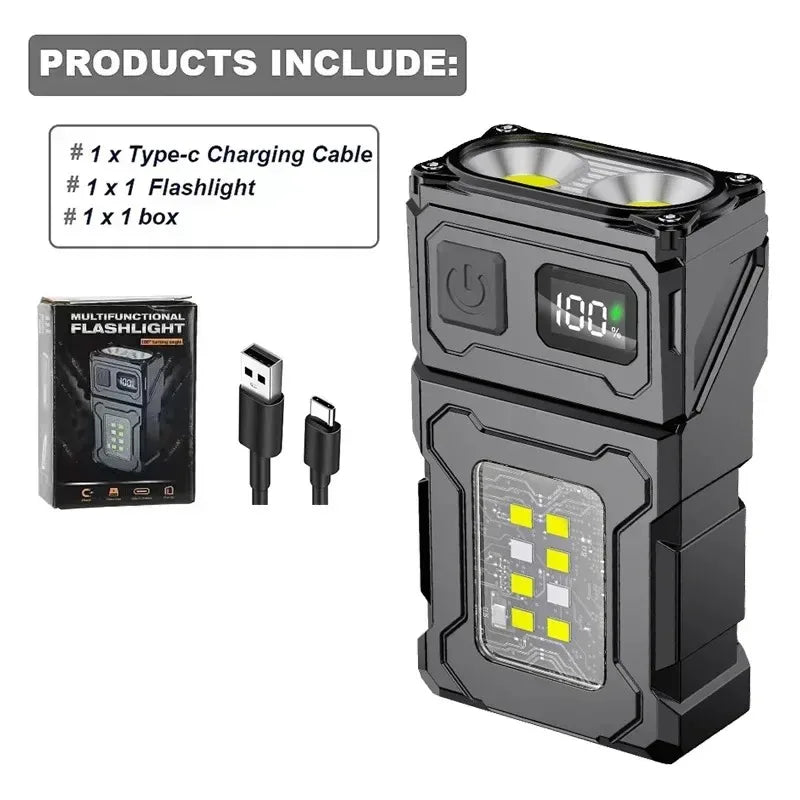 Portable Multifunctional USB Rechargeable LED Flashlight