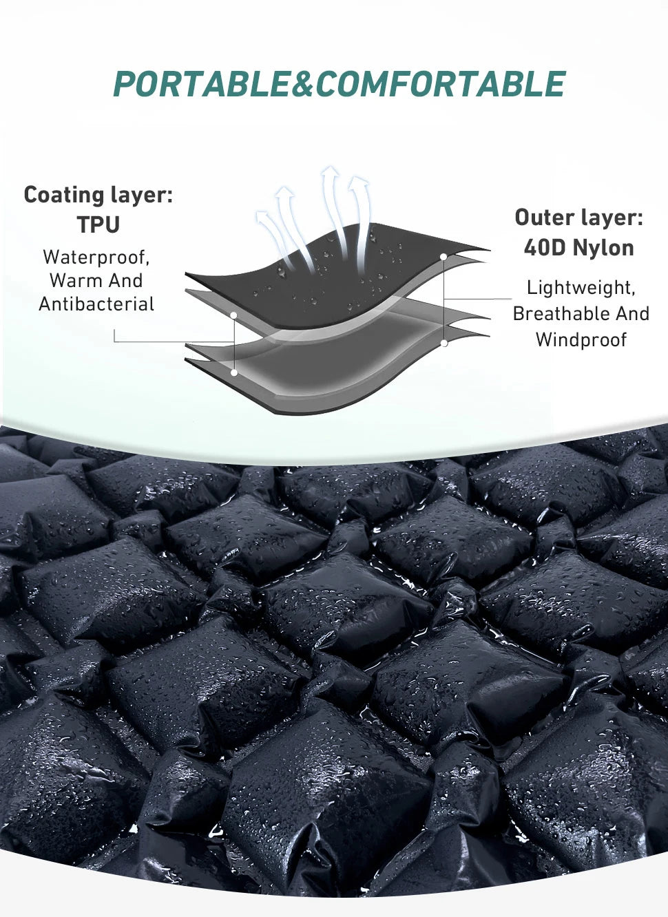 Inflatable Camping Mattress with Built-In Pump and Pillow