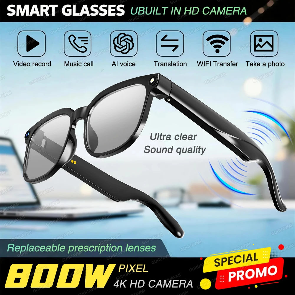 Smart AI Glasses 1080P Camera Bluetooth Calls Translation