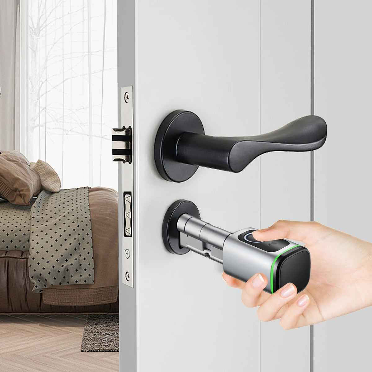 Advanced Smart Lock 4-in-1 Fingerprint/APP/Card/Key IP53 Waterproof 100 Users Alloy Durable for Home Hotel Apartment Door