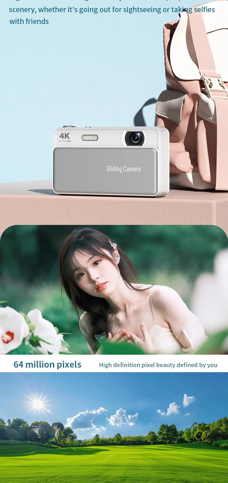 New Sliding Digital Camera CCD Campus 4K High-Definition Camera for Taking Photos and Recording Integrated Student Card Machine