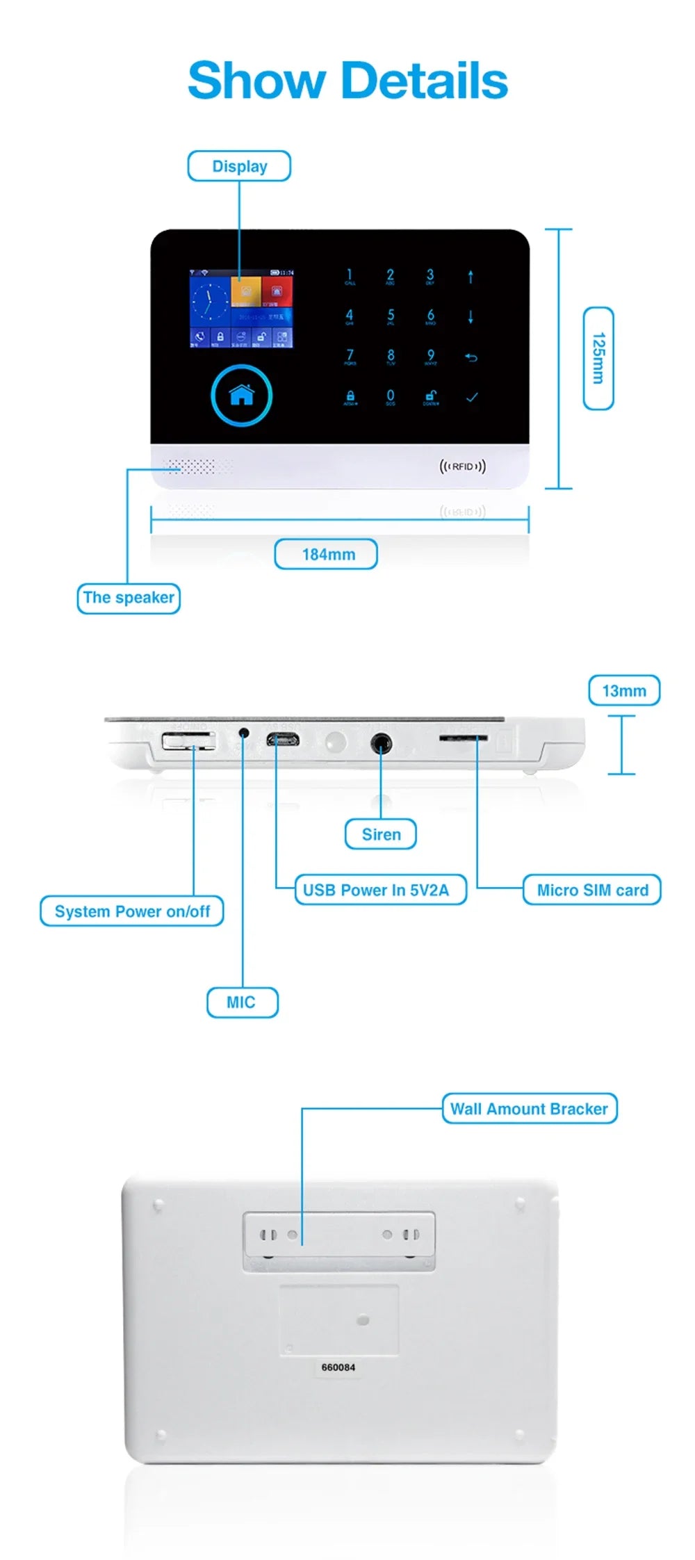 PGST home alarm system, door detector, outdoor solar alarm, door and window/motion sensor, 433MHz, GSM, wireless, anti-theft