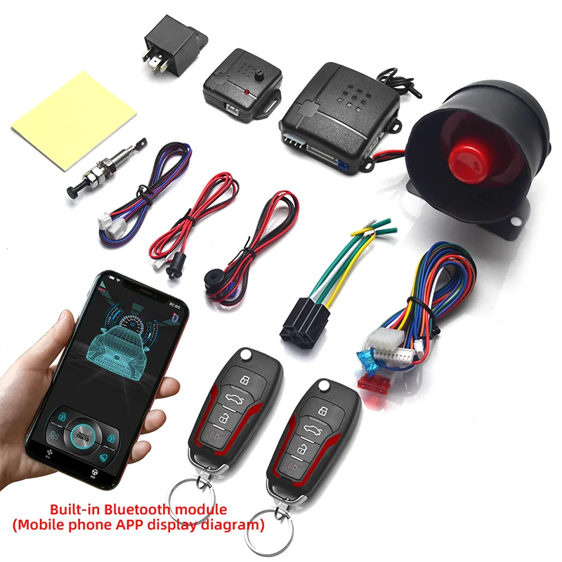 Universal Car Alarm System with Remote & App Keyless Entry Control