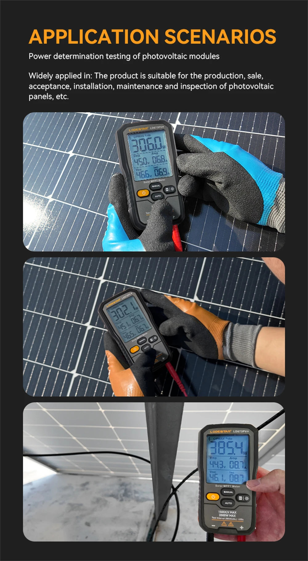 Tester de putere maximă pentru panoul solar