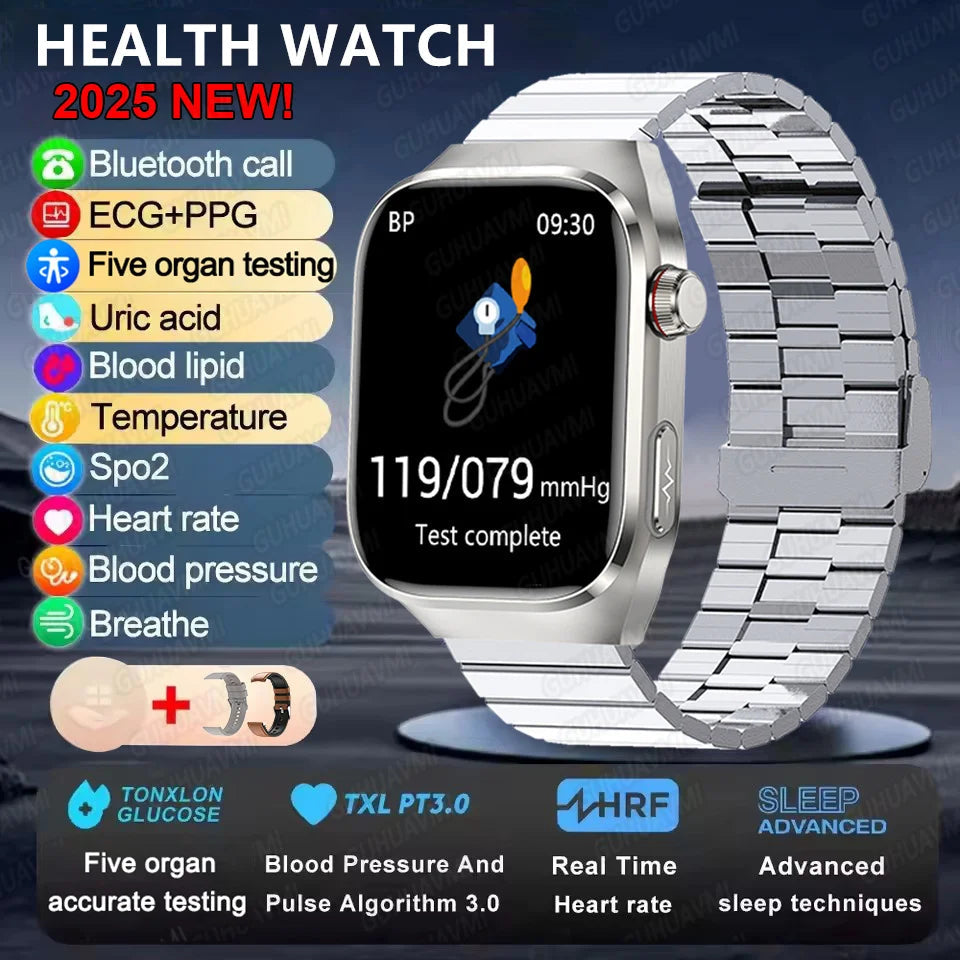 2025New Micro Physical Examination Smart Watch For Men Uric Acid Body Fat Five Organ Health Watches Bluetooth Call SmartBracelet 