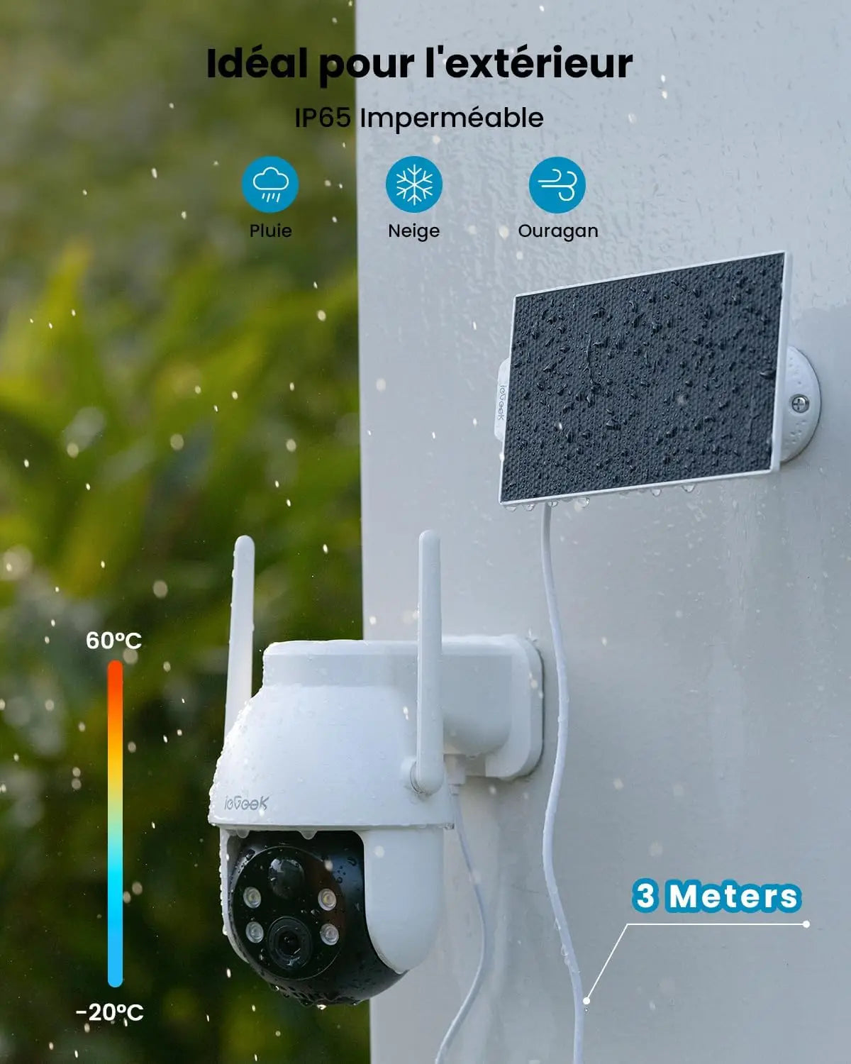 ieGeek 2K 3MP 360° PTZ HD Outdoor Solar Surveillance Camera,  Outdoor Battery  with PIR Motion Sensor, Colour Night Vision 