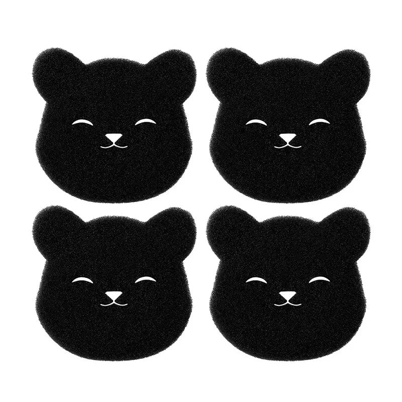 2 /4 Sets Of Household Pet Hair Remover, Machine Washed Bear Sticky Sponge, Reusable, Suitable For Washing Machine, Dryer, Black 