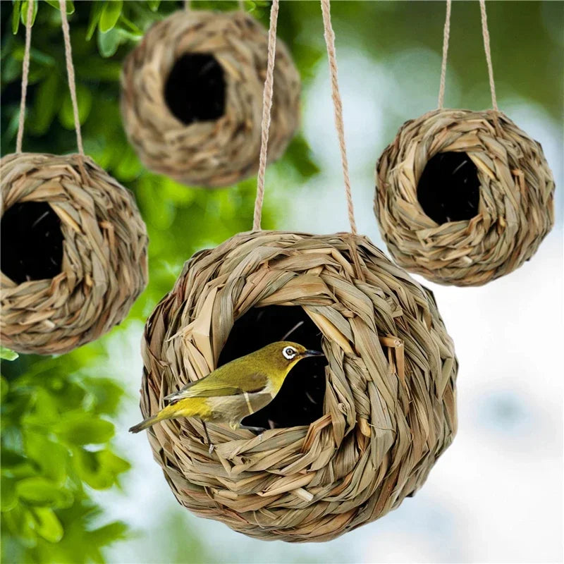 Handwoven Grass Bird Shelter, Approx. 12cm