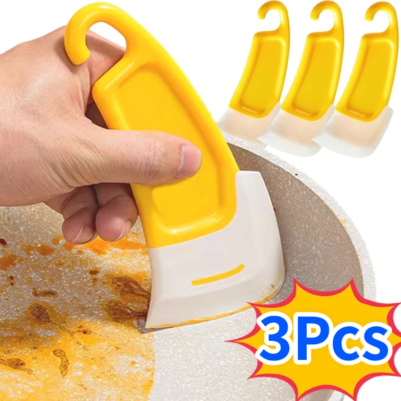 Cleaning Spatula Kitchen Scraper Soft Blade Scraper Brush Dirty Pan Pot Dishes Cleaner Tools Cooking Baking Tool Kitchen Gadget 