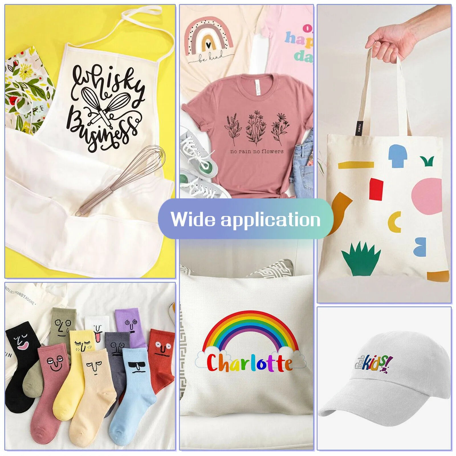 HTVRONT PU Heat Transfer Vinyl Roll Bundle for DIY Apparel