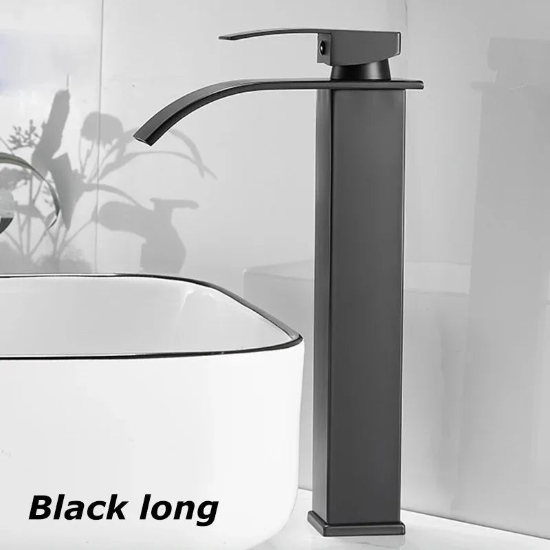 Waterfall Wash Basin Stainless Steel High And Low Faucet Black Hot And Cold Toilet Wash Basin Bathroom Home 