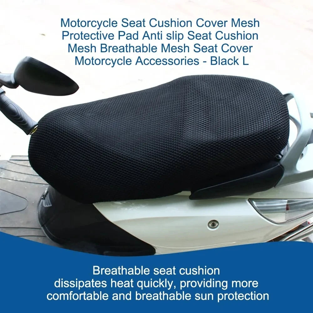 1pc Breathable Summer Cool 3D Mesh Motorcycle Moped Motorbike Scooter Seat Covers Cushion Anti-Slip Cover Grid Protection Pad 