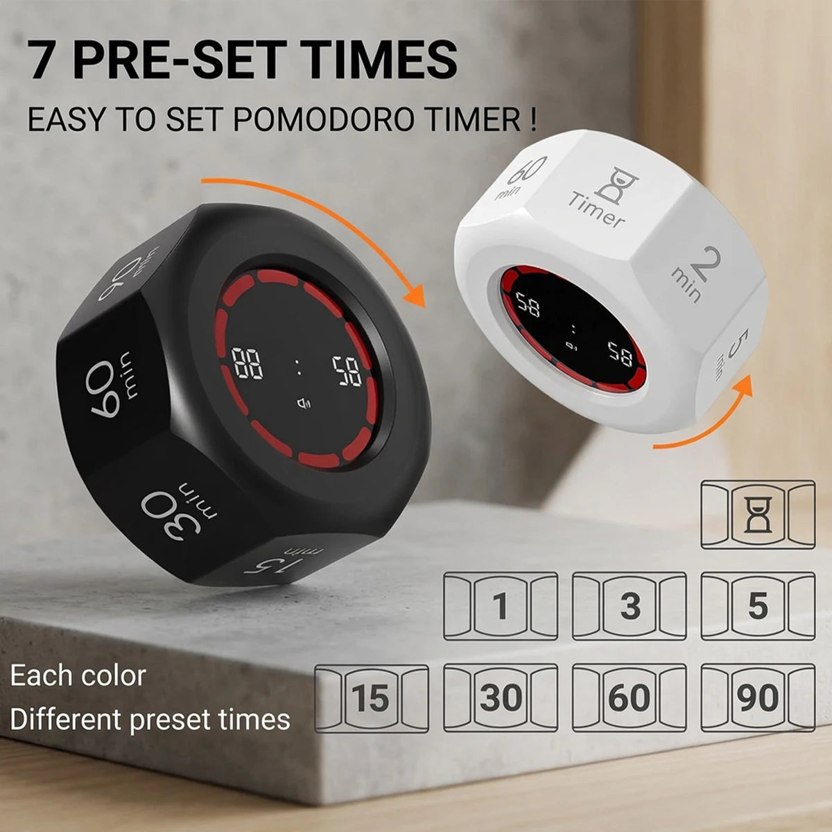Rechargeable Flip Countdown Timer with Visual Ring