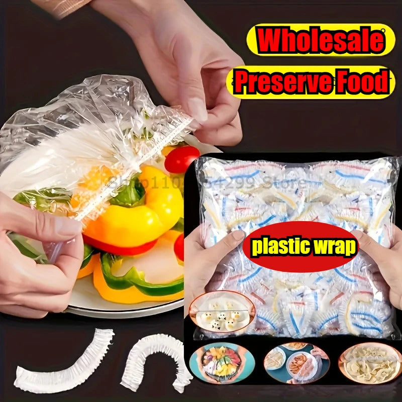 Plastic Food Cover Bags Food Grade Fresh-keeping Transparent Packaging Bag Reusable Wrap Kitchen Disposable Colorful Cling Film 