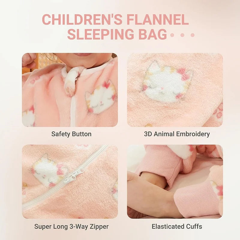 Tecknad flanell sovsäck pyjamas för barn