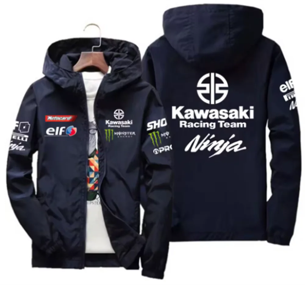 2025 Fashion New Kawasaki Motorcycle Jacket, Racing, Waterproof and Windproof, Outdoor Sports Bicycle, Men's Fan Jacket 