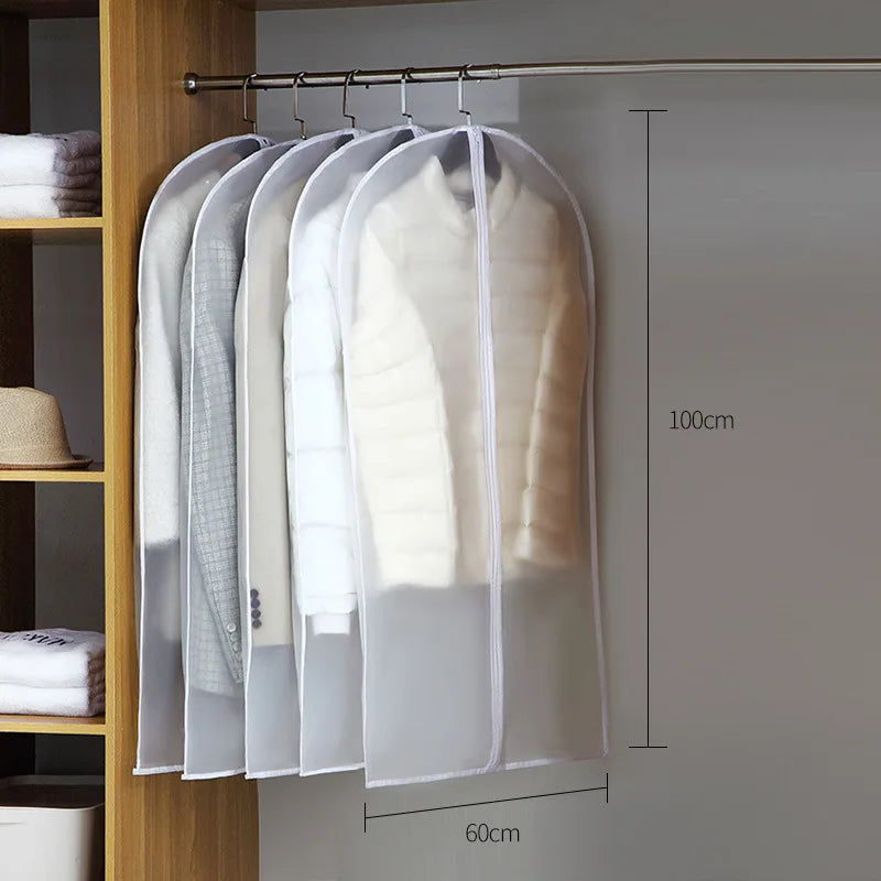 Clothes Hanging Dust Cover Wedding Dress Cover Suit Coat Storage Bag Transparent Fully Enclosed Clothes Cover With Zipper 