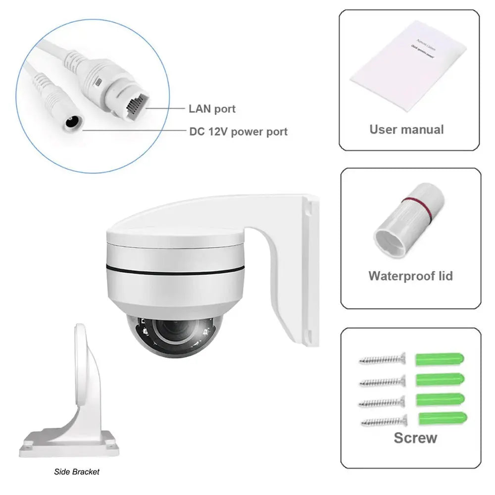 Hikvision Compatible 5MP PTZ IP Camera Outdoor Dome Onvif PoE 5X Optical Zoom CCTV IR Night Vision H.265 Waterproof Surveillance 
