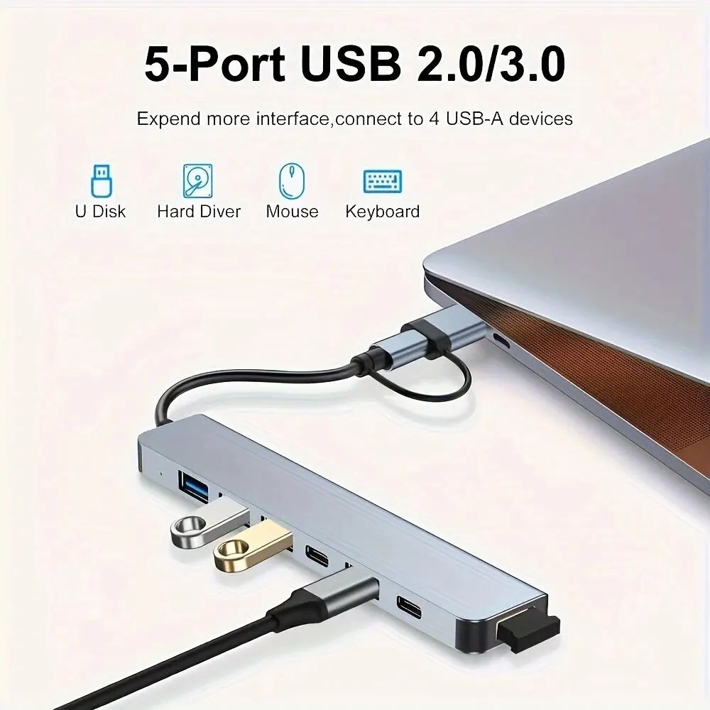 USB-hubb med sju portar - alternativ med USB-A och USB-C