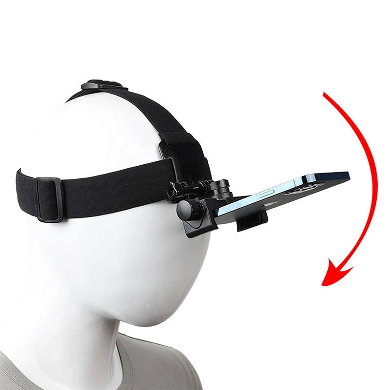 Support serre-tête à fixer sur la tête, réglable, pour téléphone portable, pour diffusion en direct et prise de vue à la première personne, cadeau