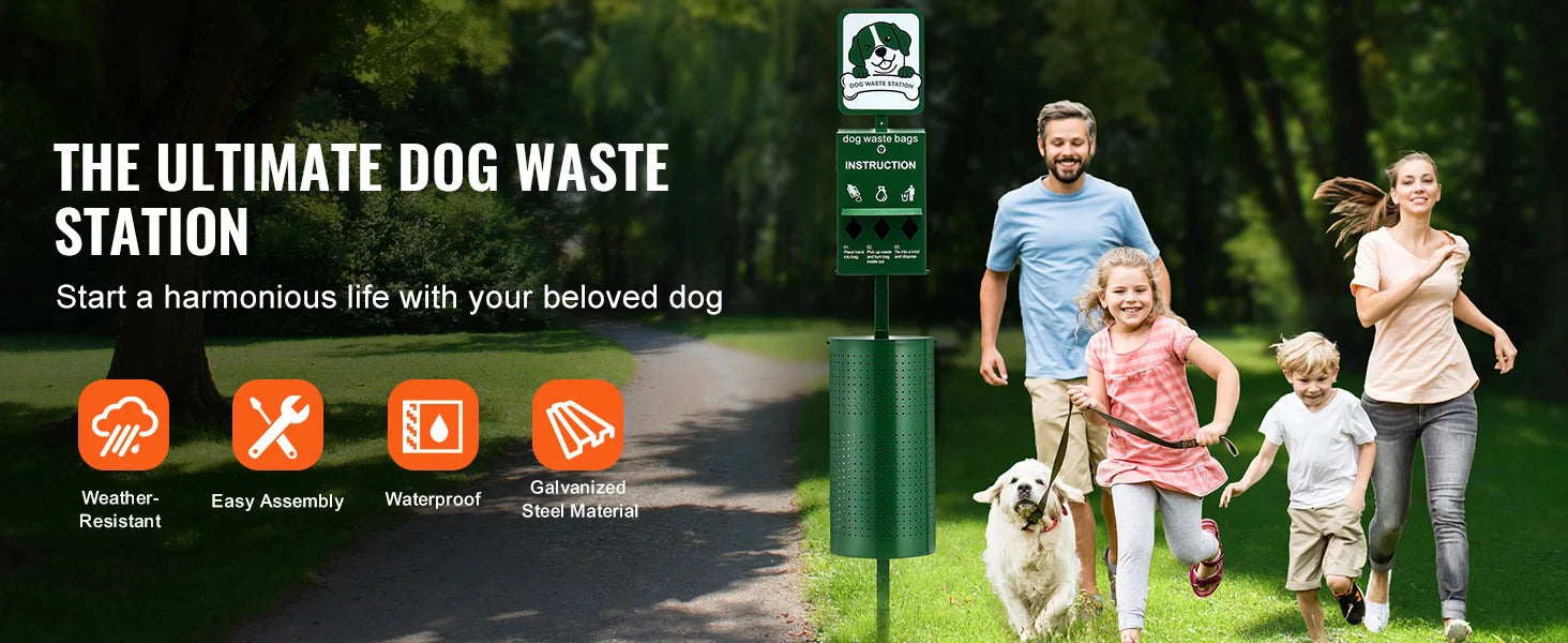 SucceBuy Hundekot-Station mit Handwaschflasche, Hundekot-Station mit Beutelspender, Hundekot-Entsorgungssystem für Outdoor-Bereich